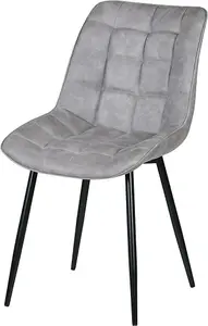 Set of 2 Light Grey Suede Effect Dining Chairs Plush Padded Upholstered Accent Chair - Alba by MCC