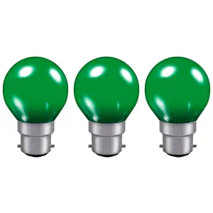 Crompton Lamps 15W Golfball B22 Dimmable Colourglazed IP65 Green (3 Pack)