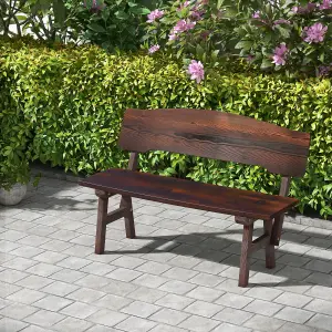 Costway 2-Seat Outdoor Patio Bench 120cm Spruce Wood Garden Loveseat with Inclined Backres