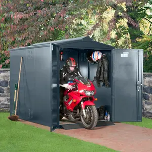 Motorbike Secure Storage 5 ft. W x 9 ft. D Apex Metal Bike Shed Ivory