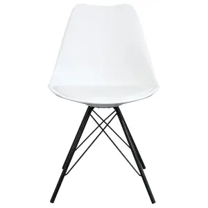 Soho White Plastic Dining Chair with Black Metal Legs