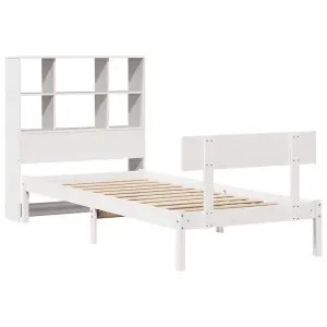 Berkfield Bookcase Bed without Mattress White 100x200 cm Solid Wood Pine