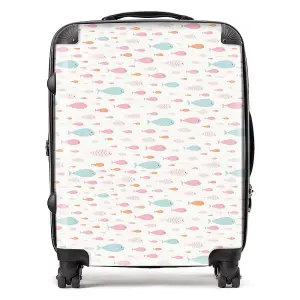 Hand Drawn Swimming Fish Suitcase - Large