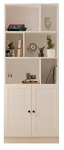 ELISE White Bookcase With 2 Doors