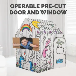 BANKERS BOX At Play Cardboard House Colour Your Own Childrens Playhouse Unicorn Playhouse