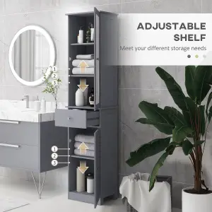 kleankin Storage Cabinet Organizer Tower with Shelves & Drawer, Grey