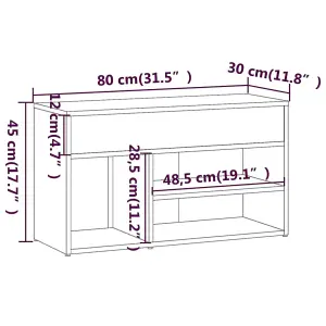 Berkfield Shoe Bench Grey Sonoma 80x30x45 cm Engineered Wood