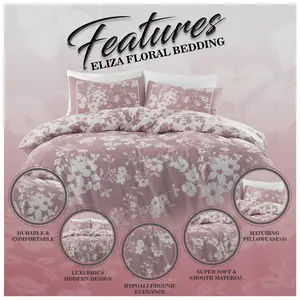 Mancuso Cotton Blend Floral Duvet Cover Set with Pillowcases Pink / Double