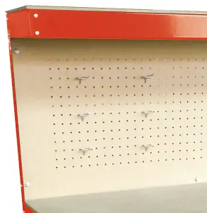 Switzer Garage Steel Storage Tool Workbench Workshop DIY Table W/ Pegboard Drawers Red