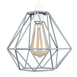 ValueLights Diablo Grey Ceiling Pendant Shade and B22 Pear LED 4W Warm White 2700K Bulb