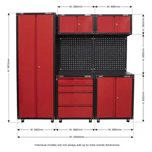 Sealey American Pro 2.0m Modular Storage System 665mm - Red APMS80COMBO3