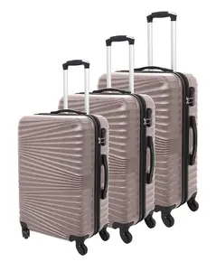 LUGGIT 3 Pcs Travel Lightweight Trolley Luggage Suitcase Set, Hard Shell - Rippled Golden