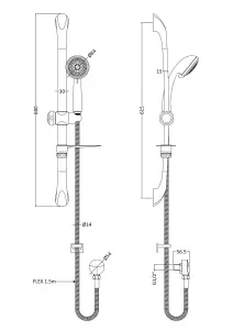 Round Thermostatic Vertical Bar Valve and Luxury Curved Slider Rail Kit Shower Bundle - Chrome - Balterley