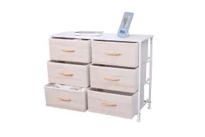 Requena Chest of Drawers, 6 Drawers with Wood Top and Large Storage Space, Easy to Install Room Organizer CD-5826-Beech-White