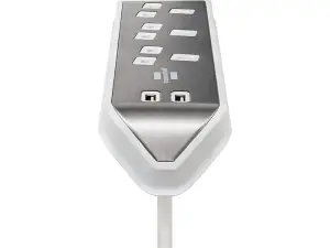 Brennenstuhl Estilo Corner Extension Lead With USB - Stainless Steel - Silver & White