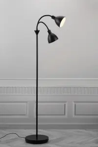 Nordlux Ray Double Indoor Living Dining Bedroom Floor Lamp In Black (Height) 158cm