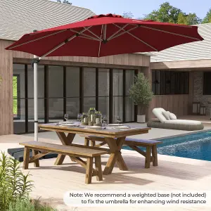 Costway 3M Round Patio Parasol Outdoor Adjustable Cantilever Umbrella w/ 360 Rotation