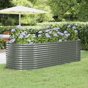 Berkfield Garden Planter Powder-coated Steel 249x100x68 cm Grey