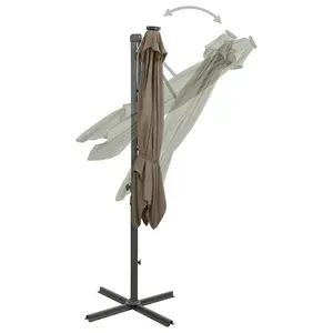 Berkfield Cantilever Umbrella with Pole and LED Lights Taupe 300 cm