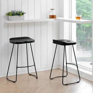 Gallitzin Solid Wood Kitchen Counter Bar Stool (Set of 2) Black / Counter Stool (68.5cm Seat Height)