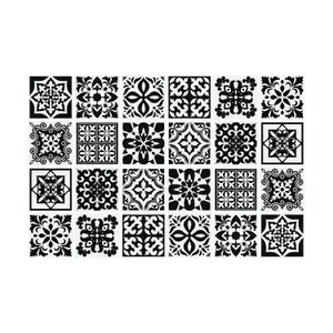 24 Pieces 15x15cm Calli Black and White Mediterranean Tile Stickers