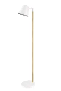 GoodHome Mulanje Industrial Matt White Wood effect Floor light