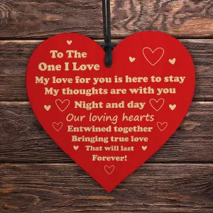 Red Ocean To The One I Love Valentines Gift Wood Heart Plaque Valentines Day Gift For Boyfriend Girlfriend