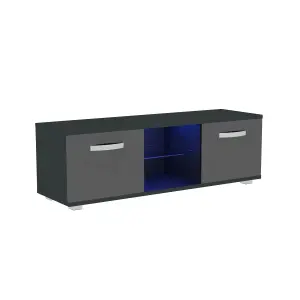 Vida Designs Cosmo Black 2 Door LED TV Unit 120cm Sideboard Cabinet