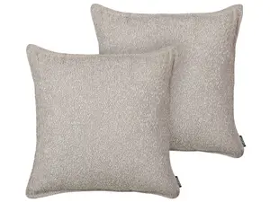 Set of 2 Cushions SENECIA 45 x 45 cm Solid Beige