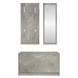 Berkfield 3-in-1 Shoe Cabinet Set Concrete Grey Engineered Wood