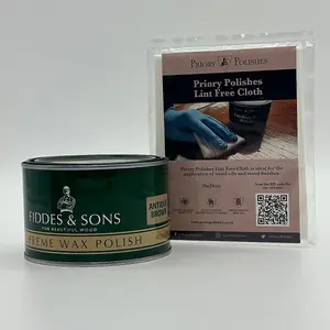 Fiddes Supreme Wax Polish, Antique Brown 400ml & Free Priory Polishes Lint Free Cloth