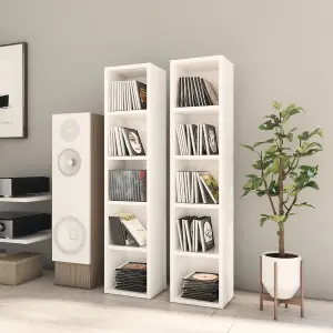 vidaXL CD Cabinets 2 pcs High Gloss White 21x16x93.5 cm Engineered Wood