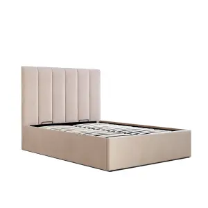 Linea Stone Cream Upholstered Ottoman Storage - Double 4ft6 Bed Frame Only