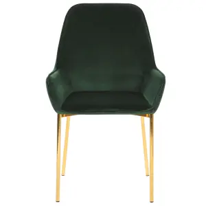 Set of 2 Dining Chairs LOVERNA Velvet Dark Green