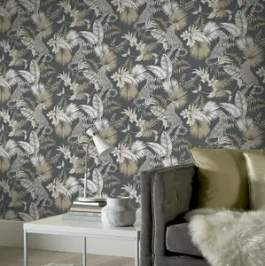 Arthouse Tropical Leopard Neutral Wallpaper