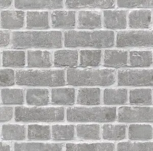 Rasch Brick Effect Grey Wallpaper 213607