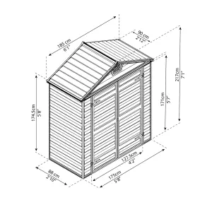 Palram - Canopia Skylight 6x3 ft Apex Dark grey Plastic 2 door Shed with floor