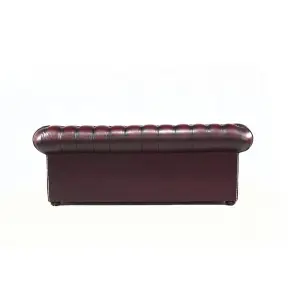 Chesterfield 3 Seater Antique Oxblood Red Real Leather Tufted Buttoned Sofa In Classic Style