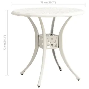 Berkfield Garden Table White 78x78x72 cm Cast Aluminium