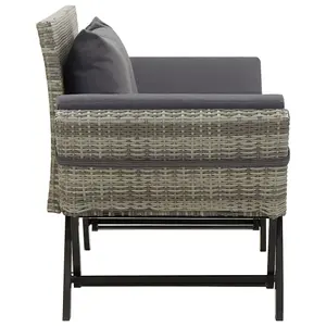 Berkfield Garden Bench with Cushions Grey 176 cm Poly Rattan