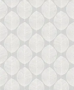 Arthouse Scandi Leaf Grey Wallpaper