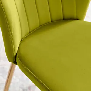 Furniturebox UK Dining Chair - 2x Danica Bottle Green Velvet Upholstered Dining Chair Gold  Legs - Modern Meets Vintage Glam