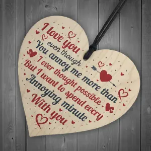 Red Ocean Funny Anniversary Card Gift For Boyfriend Girlfriend Husband Wife Wooden Heart Keepsake Love Sign