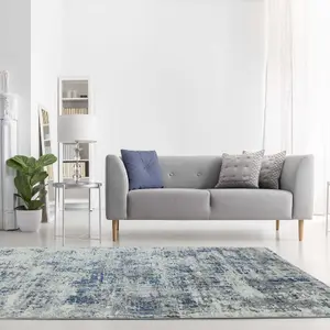 Abstract Blue Modern Abstract Easy to Clean Rug for Living Room Bedroom and Dining Room-80cm X 150cm