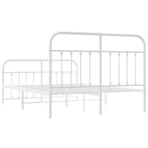 Berkfield Metal Bed Frame with Headboard and Footboard White 135x190 cm