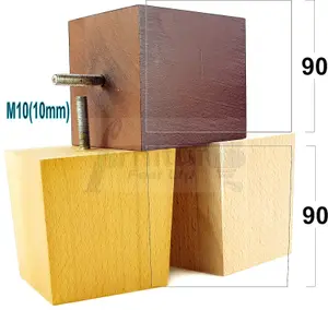 4x SOLID WOODEN FEET REPLACEMENT FURNITURE LEGS 90mm HEIGHT SOFAS CHAIRS STOOLS M10 TSP2037 Raw