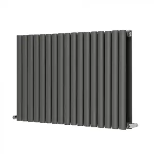 Nes Home Norden 600 x 1003 mm Horizontal Double Oval Tube Anthracite Designer Radiator