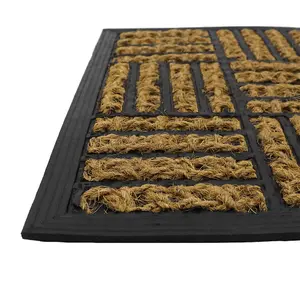 JVL Alba Woven Tuffscrape Doormat, 40x60cm, Squares