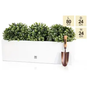 80 x 24cm Gloss Fibreglass Trough Planter in White - By Primrose™