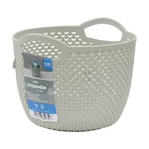 JVL Droplette Design Plastic Round Storage Basket,  Grey